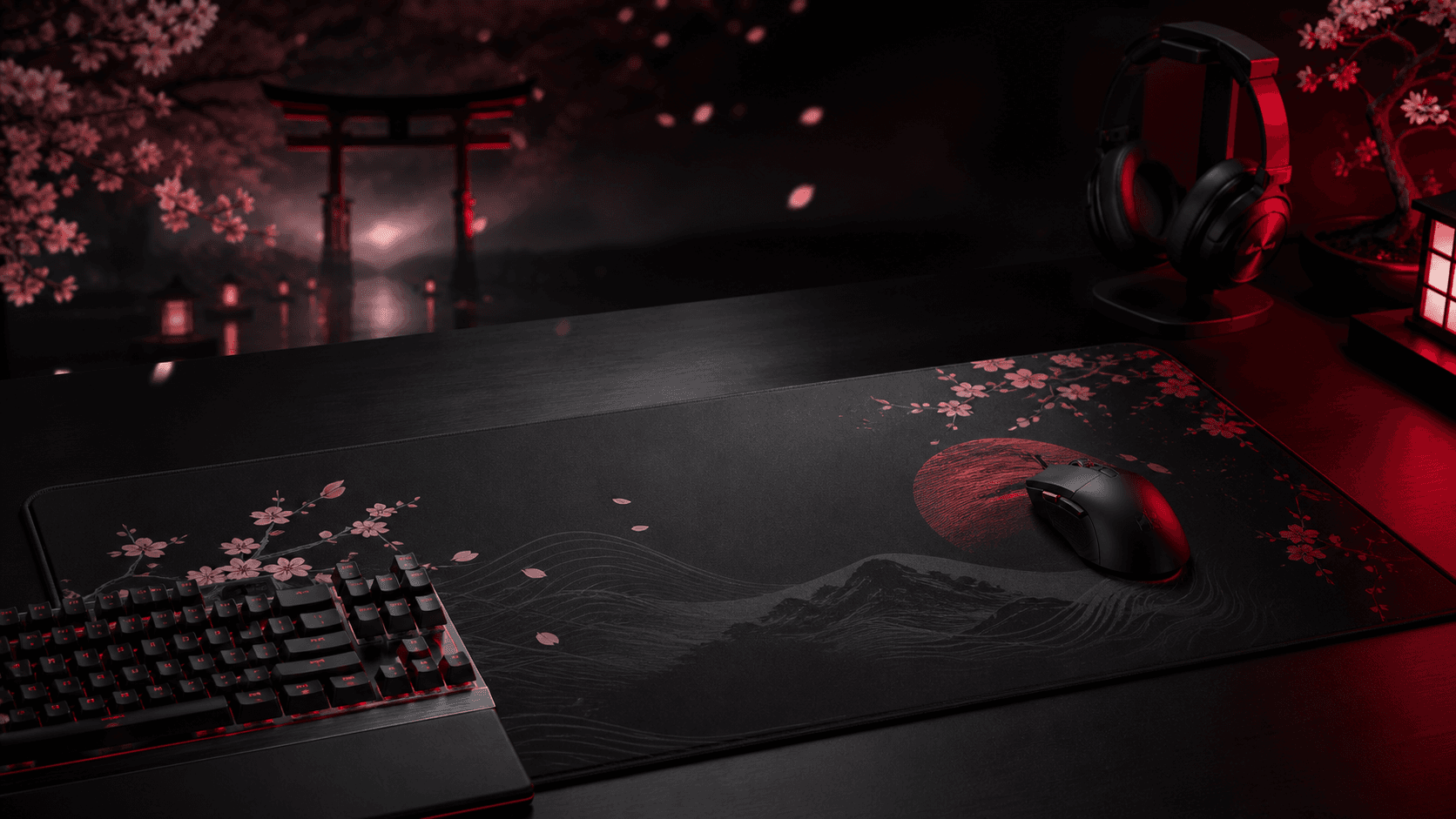 Kagura Gear Japanese-inspired gaming desk setup